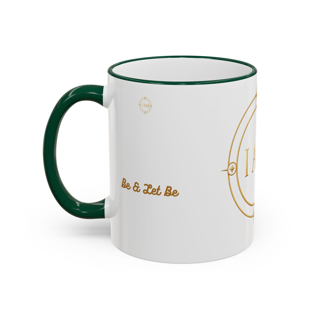 I AM Inspirational Accent Rim Mug — Gold Foil Motif Coffee Cup (11oz, 15oz)