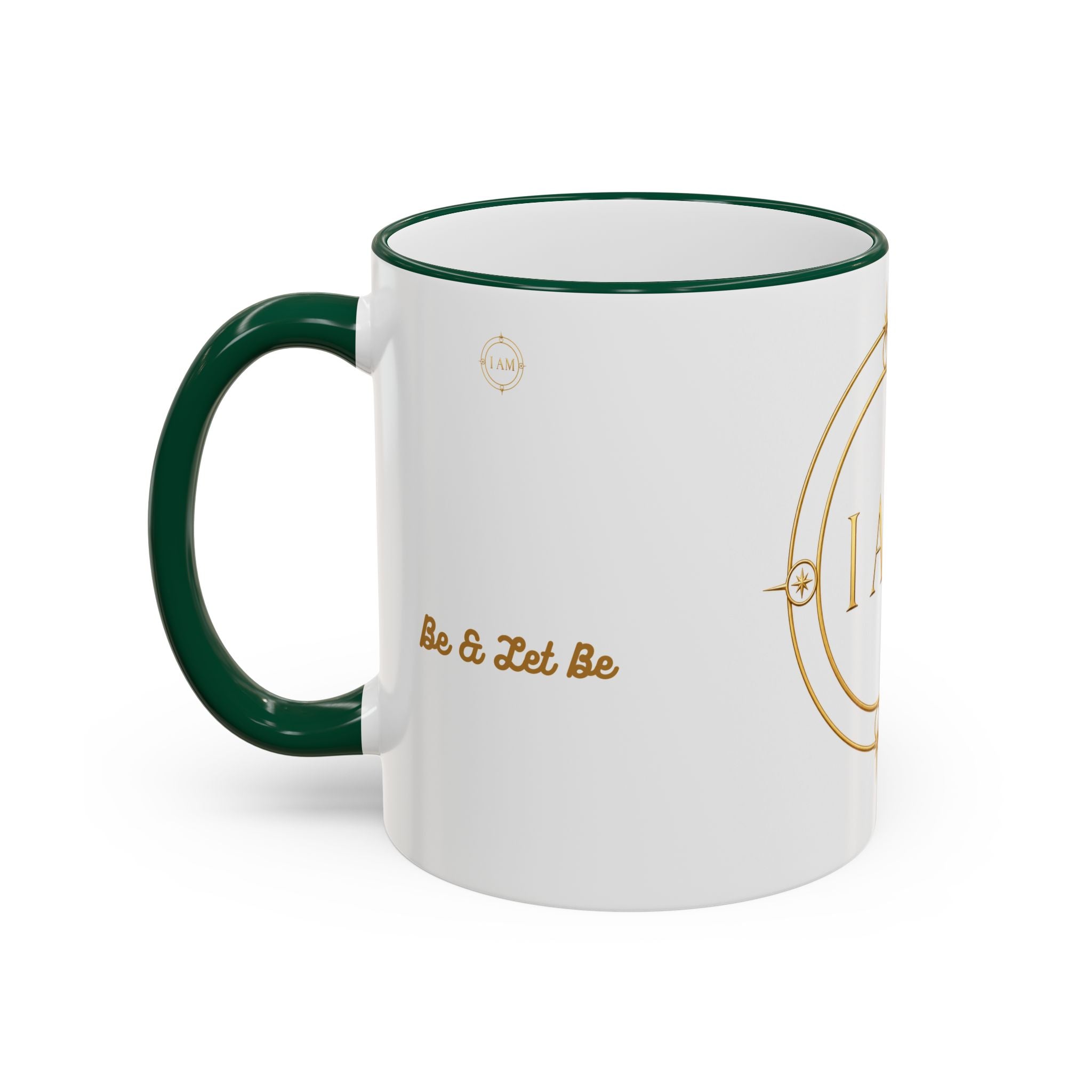 I AM Inspirational Accent Rim Mug — Gold Foil Motif Coffee Cup (11oz, 15oz)