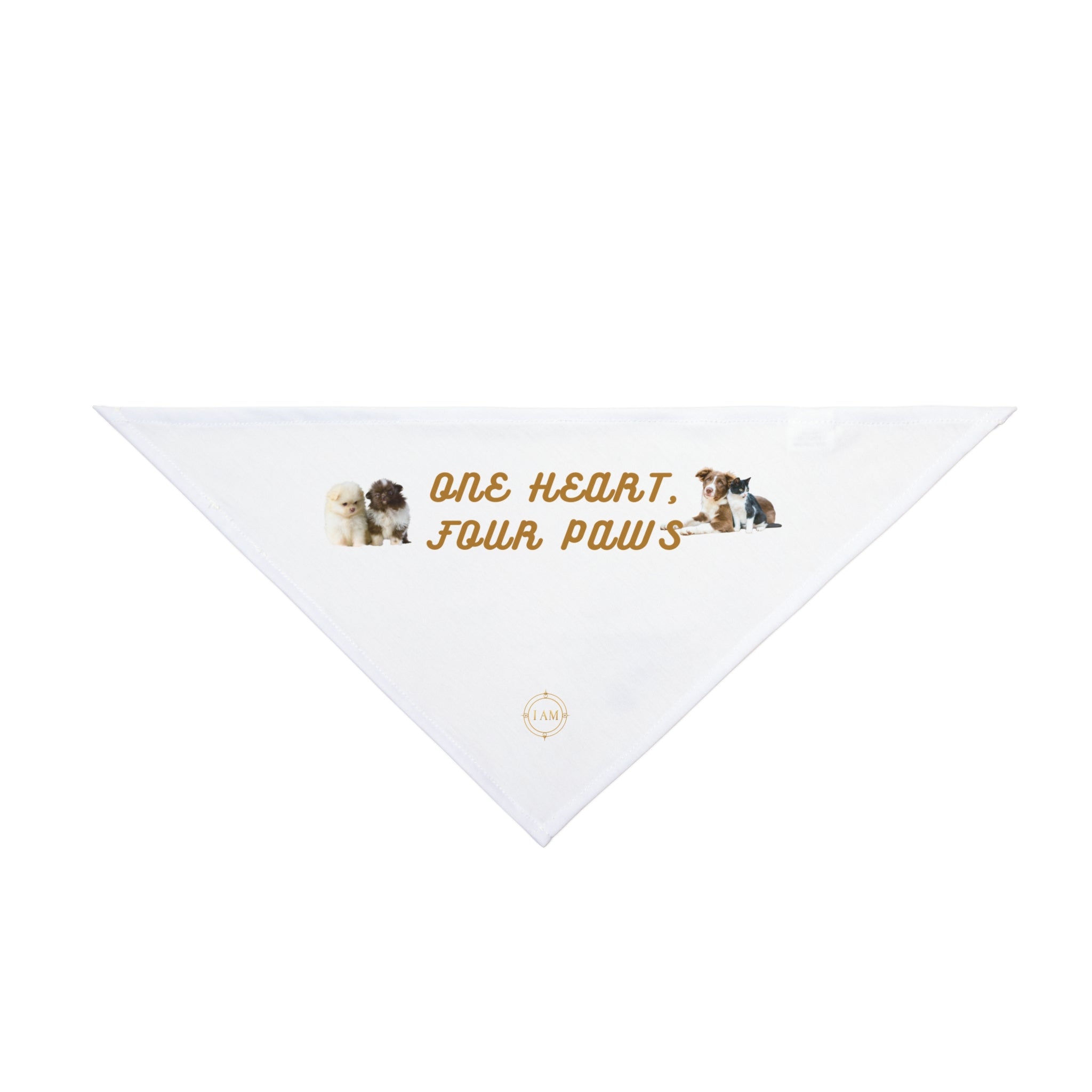 Pet Bandana — "One Heart, Four Paws" Dog & Cat Bandana, Cute Pet Accessory for Walks & Photos