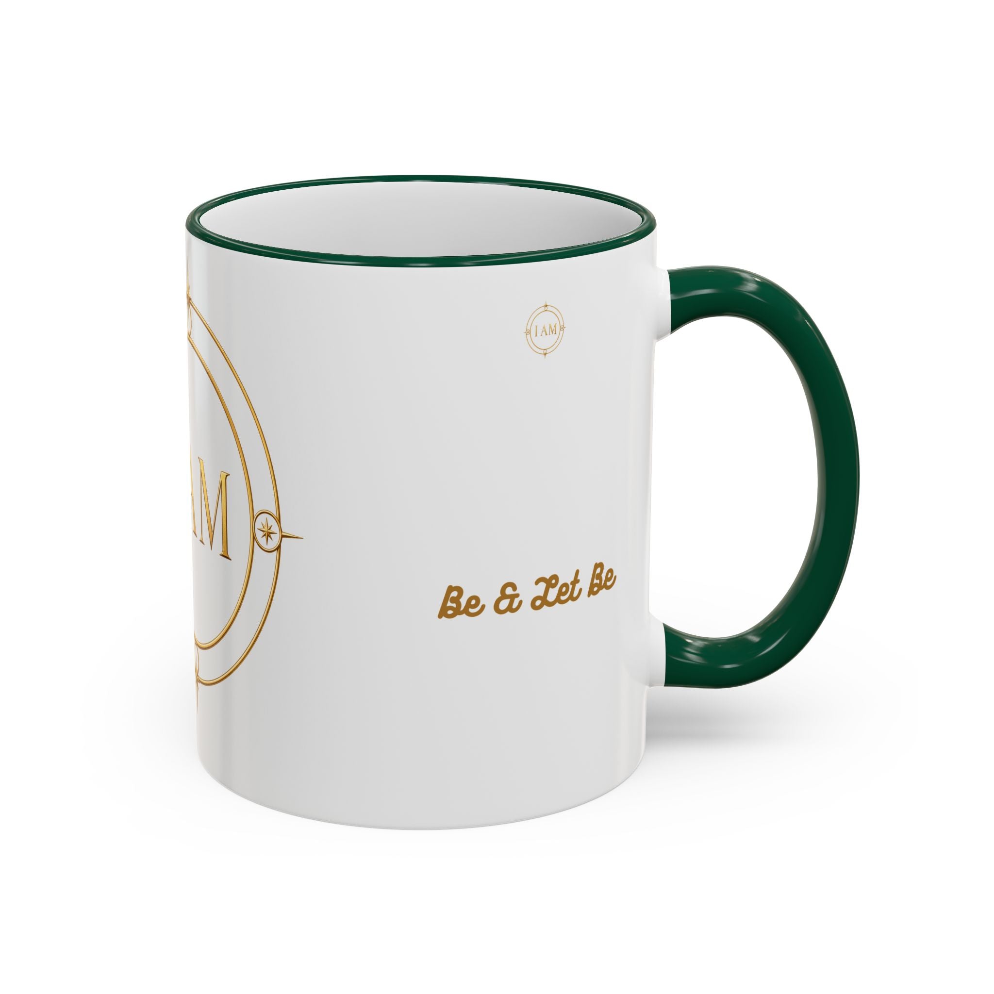 I AM Inspirational Accent Rim Mug — Gold Foil Motif Coffee Cup (11oz, 15oz)