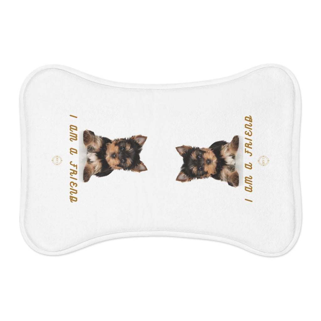 Yorkshire Terrier Pet Feeding Mat — "I Am a Friend" Non-Slip Dog Bowl Placemat
