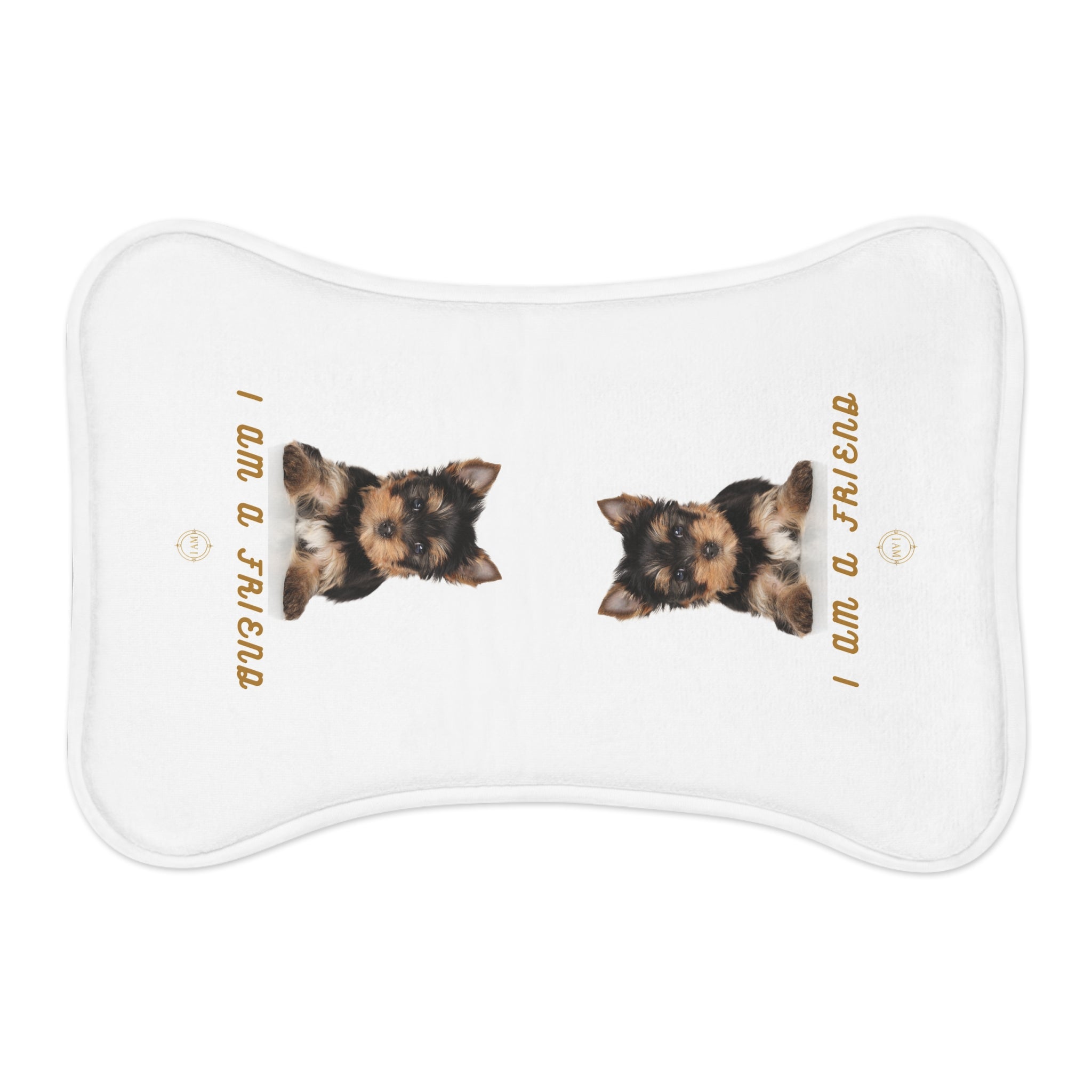Yorkshire Terrier Pet Feeding Mat — "I Am a Friend" Non-Slip Dog Bowl Placemat