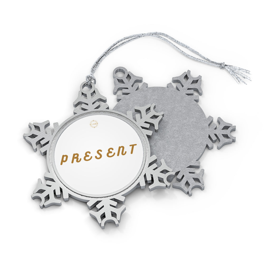 Pewter Snowflake Ornament – Personalized 'Present' Holiday Keepsake