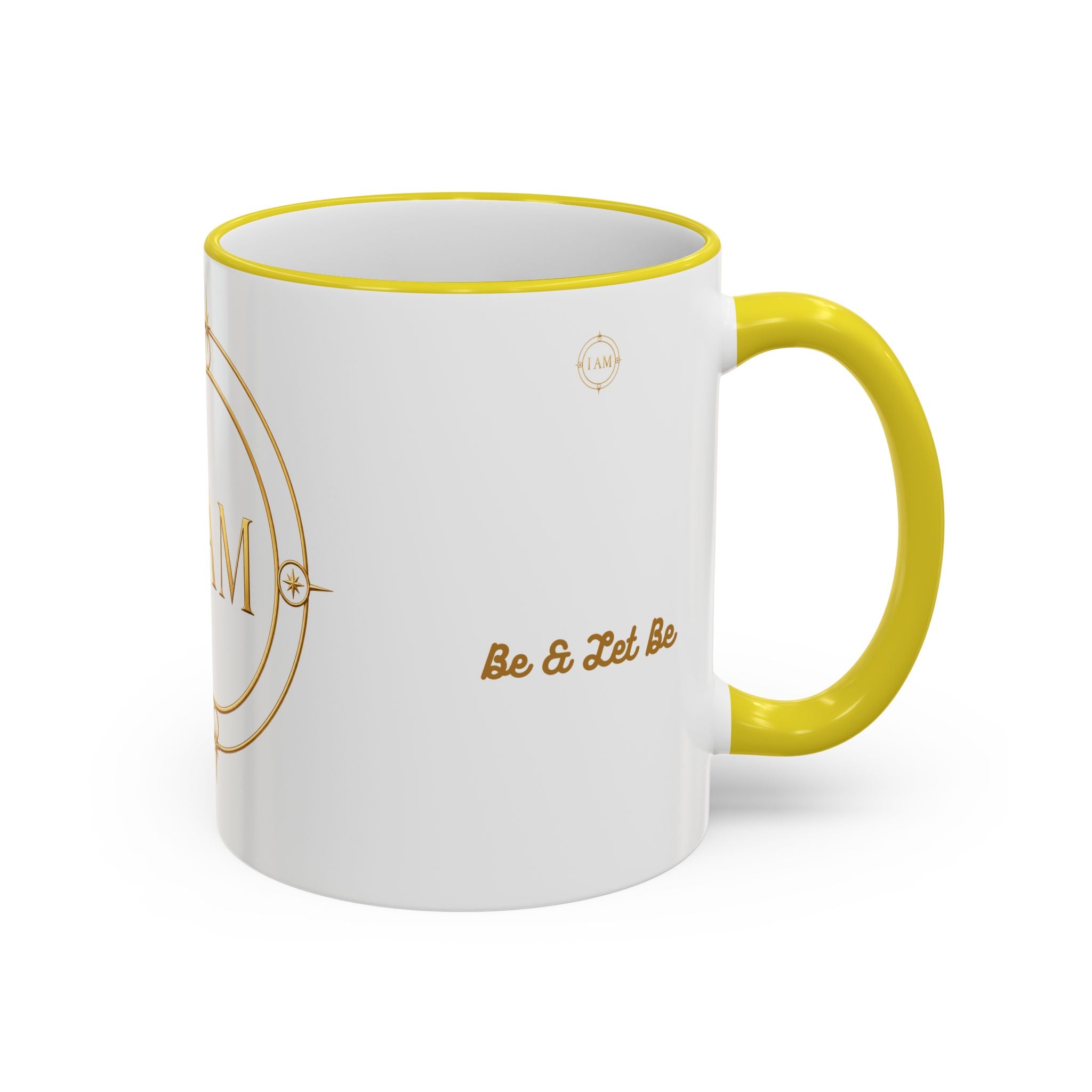 I AM Inspirational Accent Rim Mug — Gold Foil Motif Coffee Cup (11oz, 15oz)