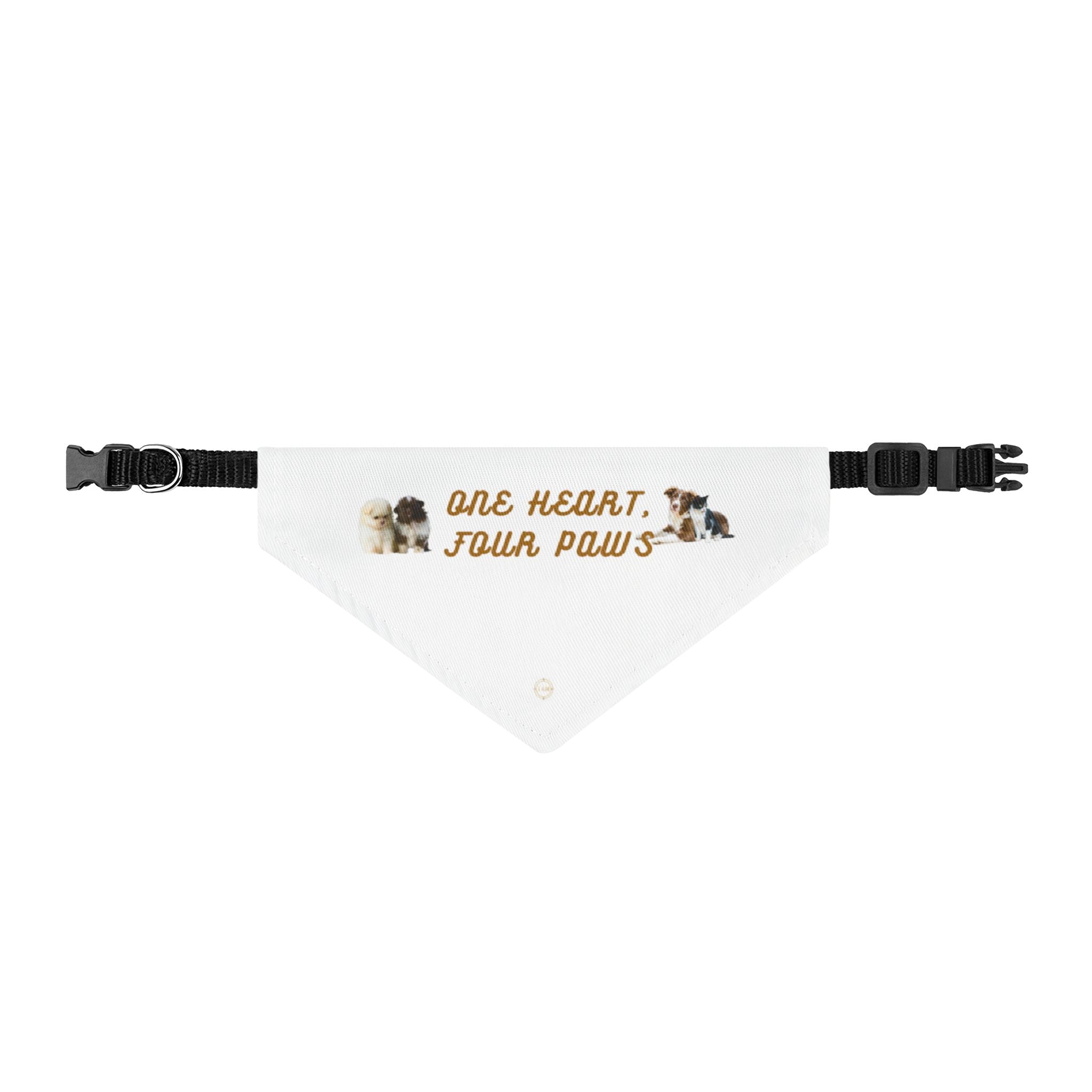 Clip-On Pet Bandana — "One Heart, Four Paws" Dog & Cat Collar Accessory