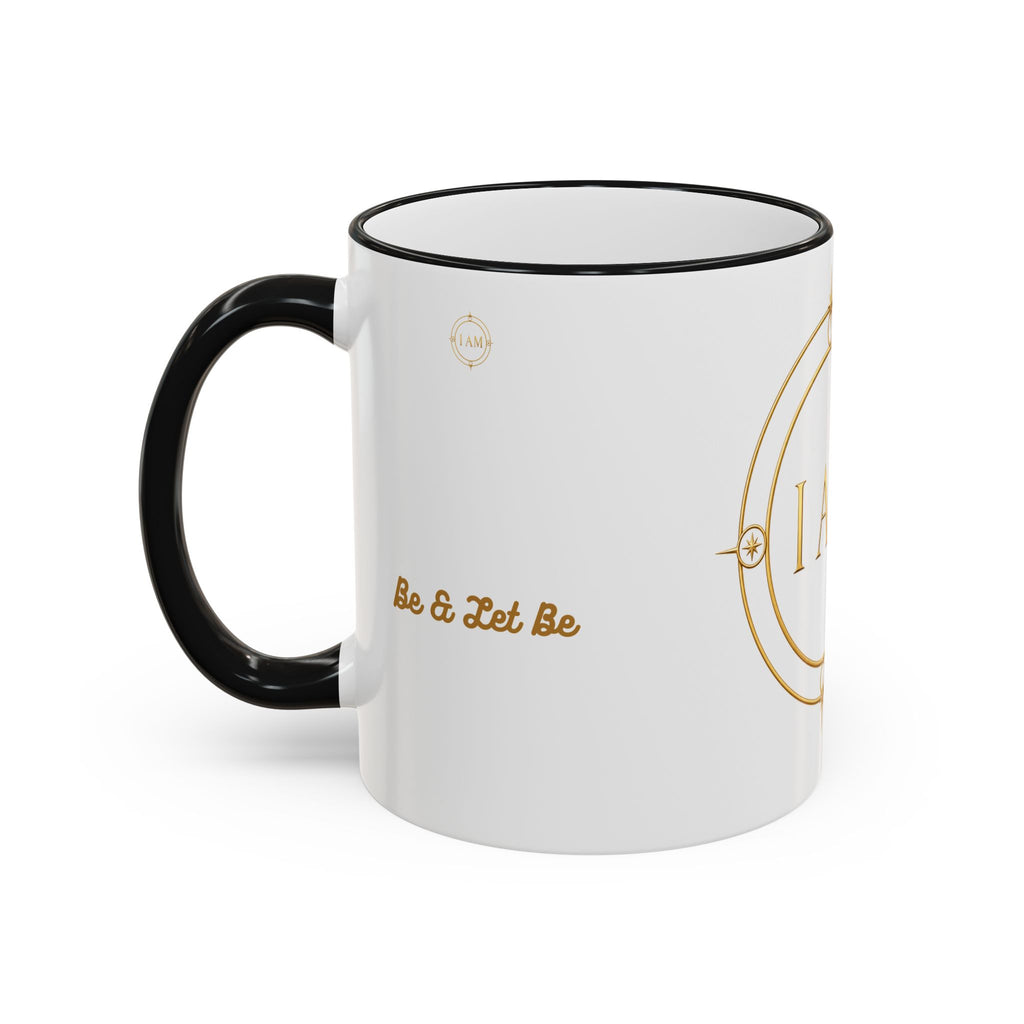 I AM Inspirational Accent Rim Mug — Gold Foil Motif Coffee Cup (11oz, 15oz)