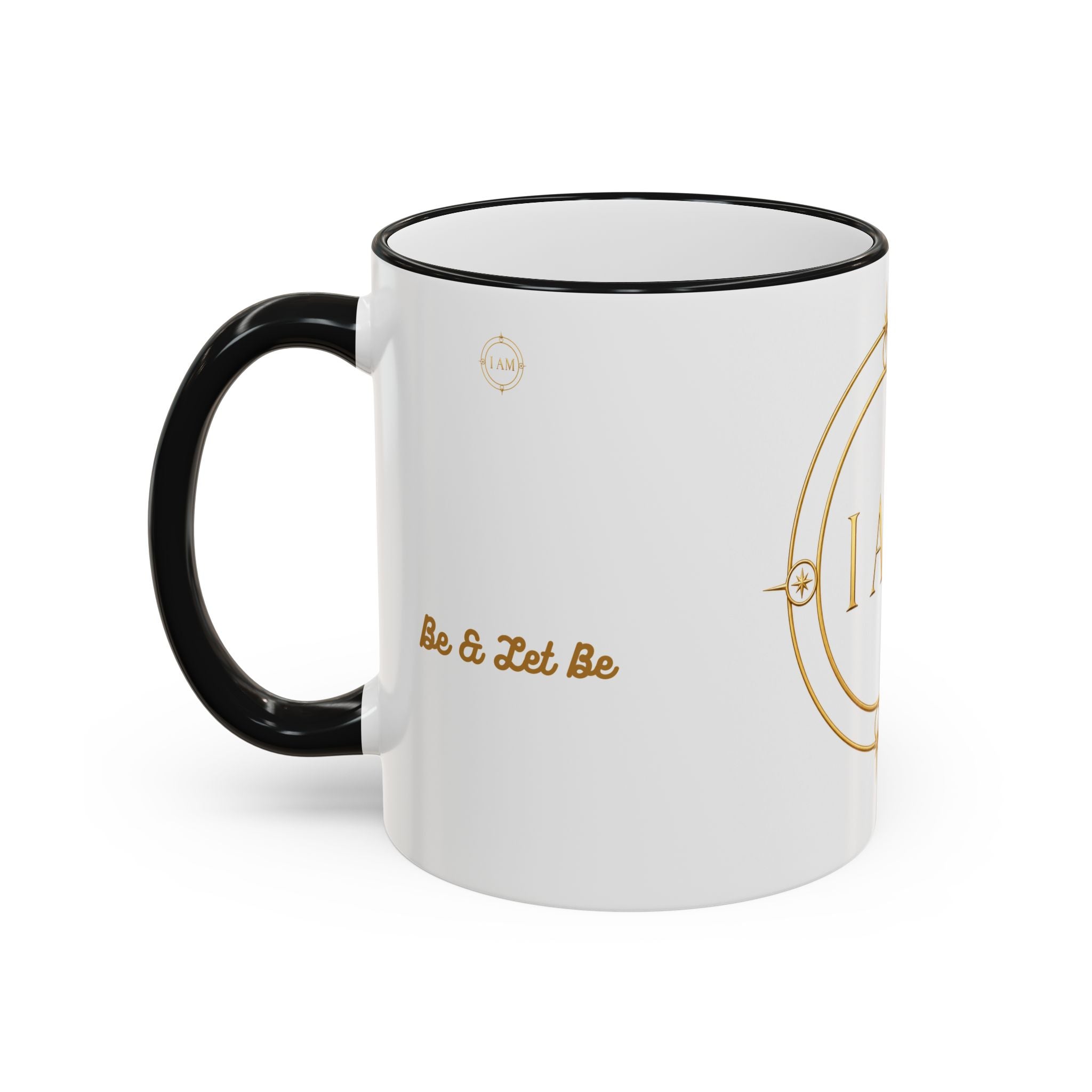 I AM Inspirational Accent Rim Mug — Gold Foil Motif Coffee Cup (11oz, 15oz)