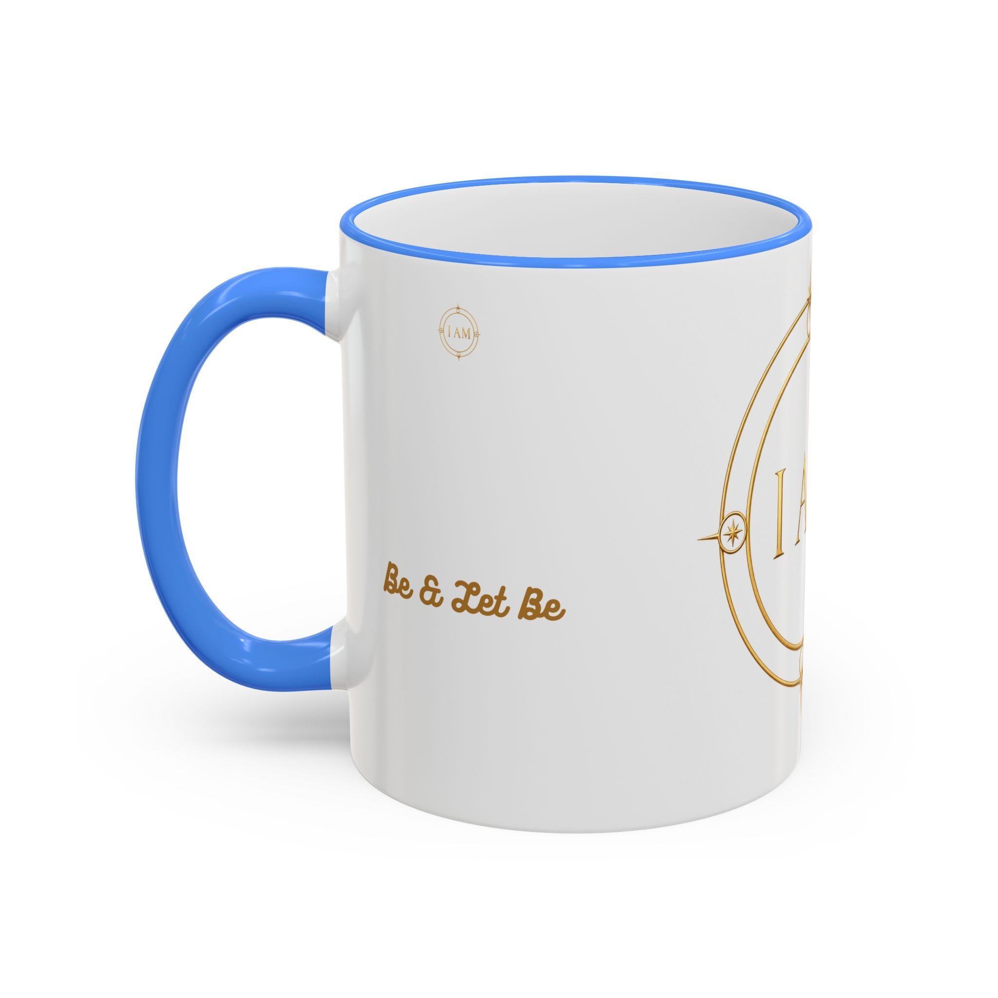 I AM Inspirational Accent Rim Mug — Gold Foil Motif Coffee Cup (11oz, 15oz)