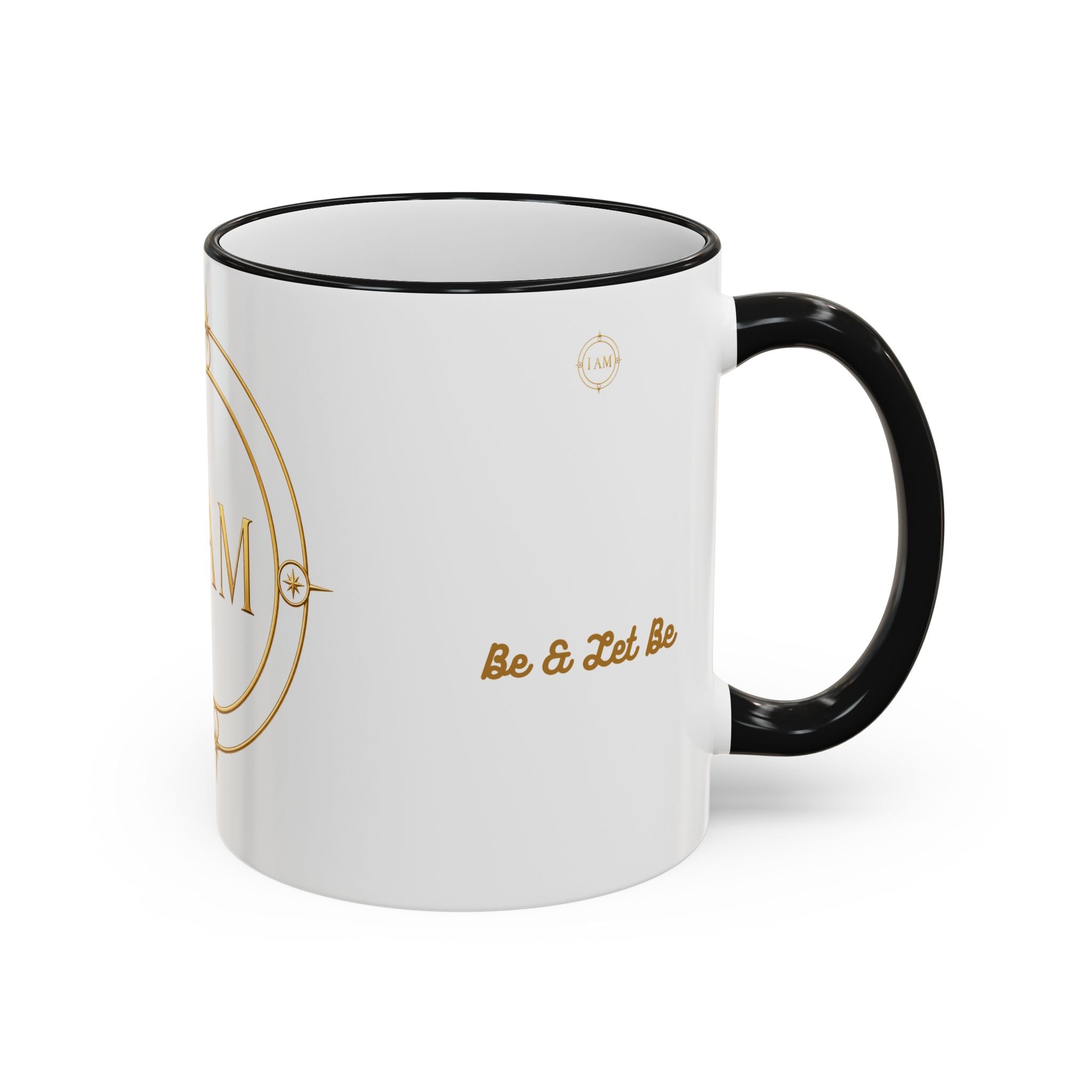 I AM Inspirational Accent Rim Mug — Gold Foil Motif Coffee Cup (11oz, 15oz)