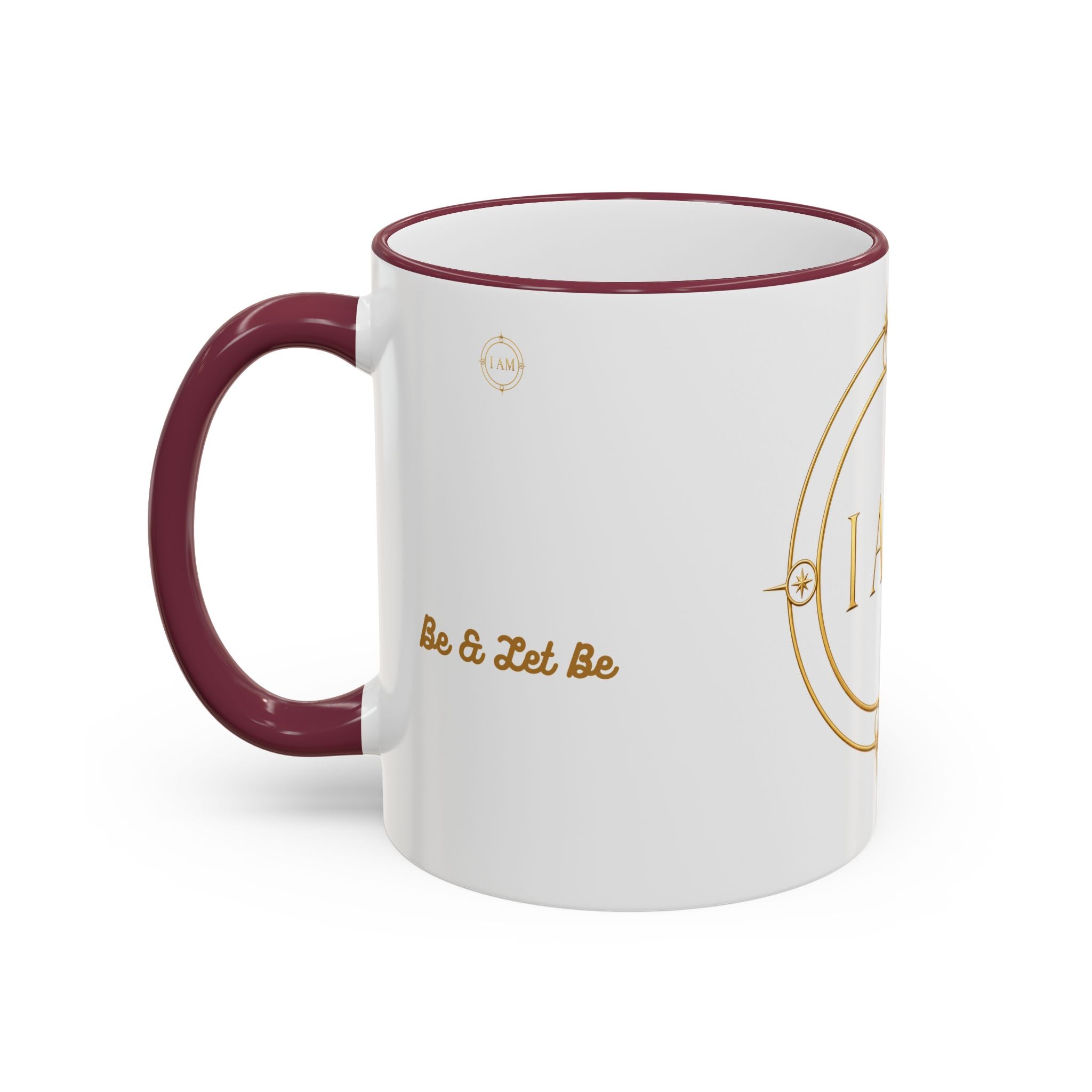 I AM Inspirational Accent Rim Mug — Gold Foil Motif Coffee Cup (11oz, 15oz)