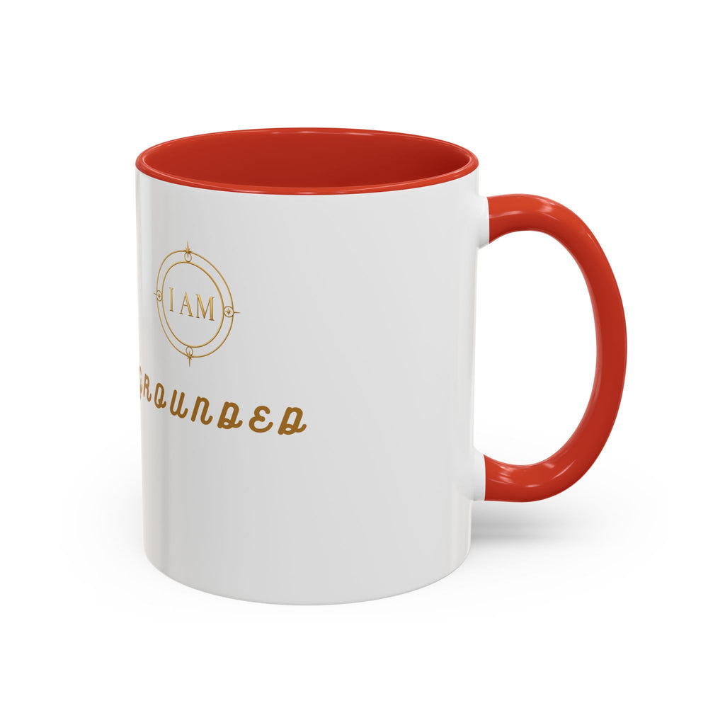 I AM Grounded Accent Coffee Mug — Inspirational Gold Script Ceramic Mug
