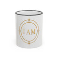 I AM Inspirational Accent Rim Mug — Gold Foil Motif Coffee Cup (11oz, 15oz)